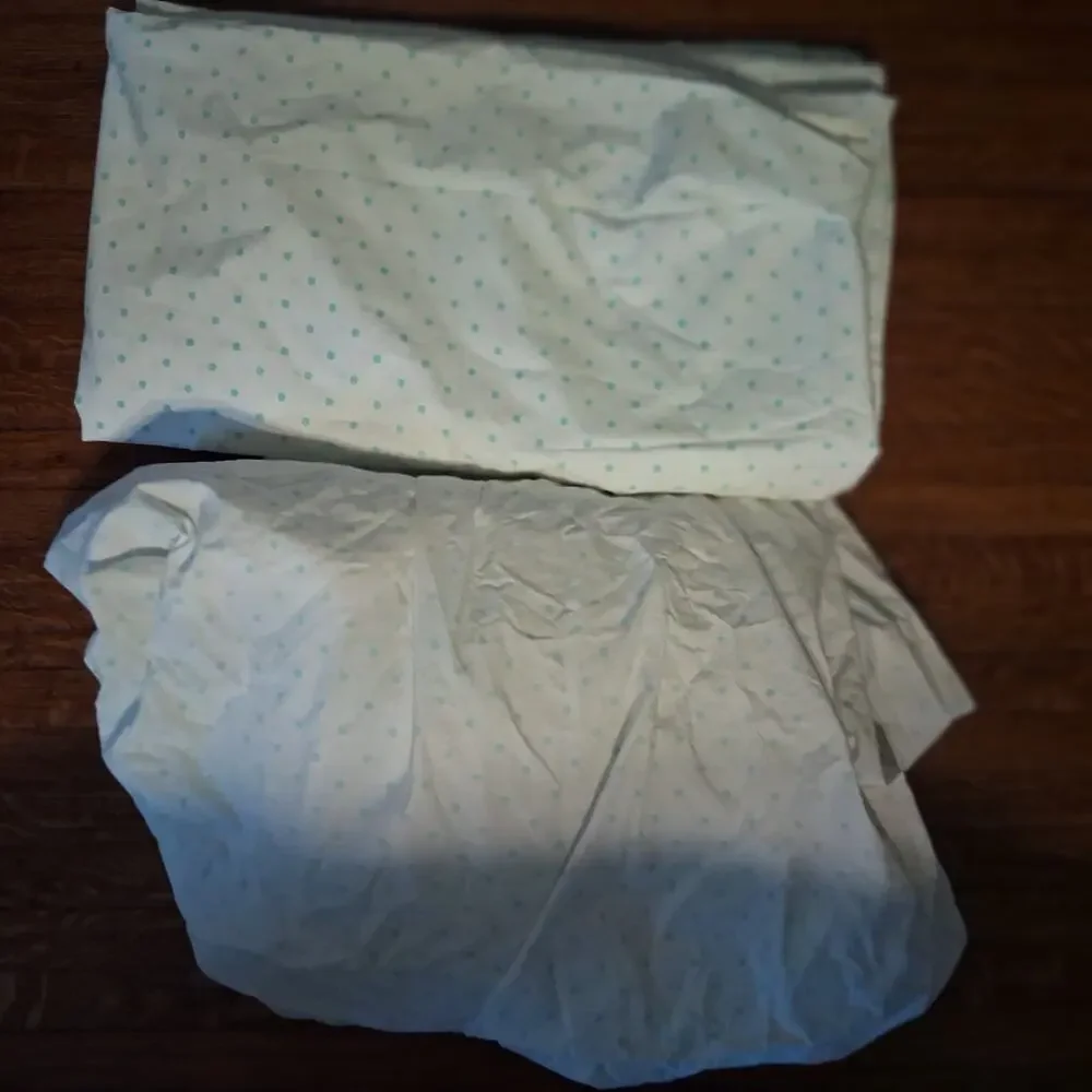 Pottery Barn Kids sheet set full fitted flat NO CASES white aqua polka dot